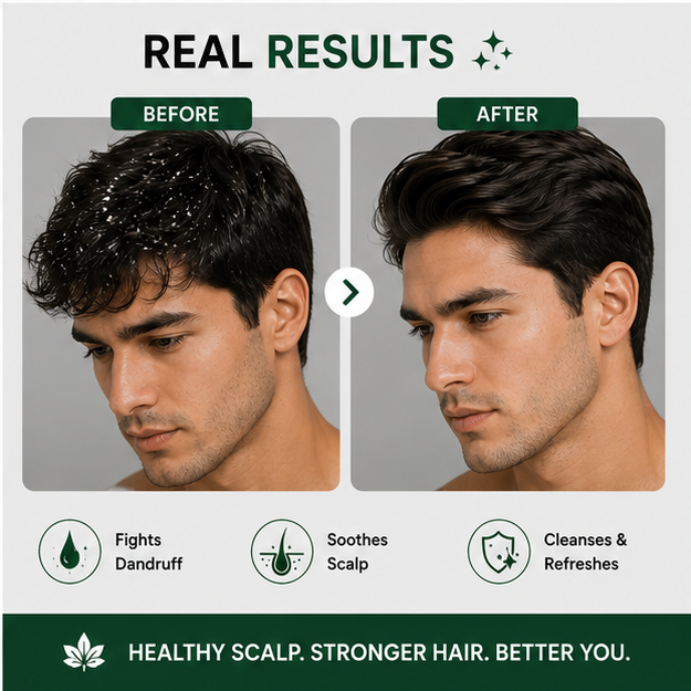 BIDOOZ Men’s Care Anti Dandruff Shampoo for Scalp Care, Cleansing & Refreshing Formula, Helps Reduce Visible Flakes, Soothes Scalp, Daily Hair Care for All Hair Types, 200ml