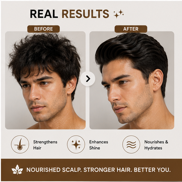 BIDOOZ Men’s Care Rice Water Shampoo for Hair Nourishment, Strengthening & Hydrating Formula, Smooth and Shiny Looking Hair, Daily Hair Care for All Hair Types, 200ml