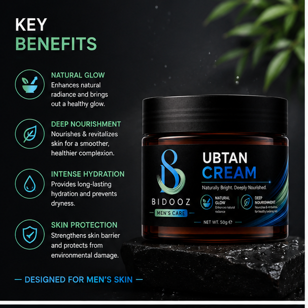 BIDOOZ Men’s Care Ubtan Face Cream for Men, Daily Moisturising & Nourishing Face Cream, Lightweight Hydrating Formula for Soft, Smooth & Healthy-Looking Skin, 50g