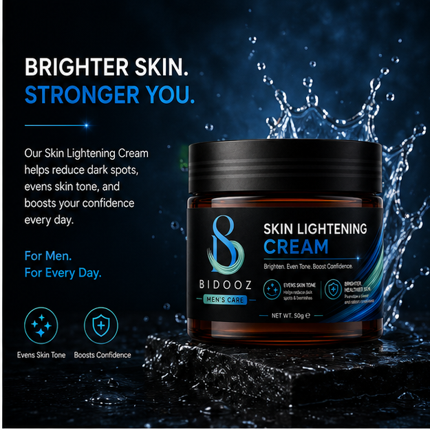 BIDOOZ Men’s Care Skin Brightening Face Cream for Men, Daily Moisturising Cream, Helps Improve Uneven Skin Tone Appearance & Enhance Skin Radiance, 50g