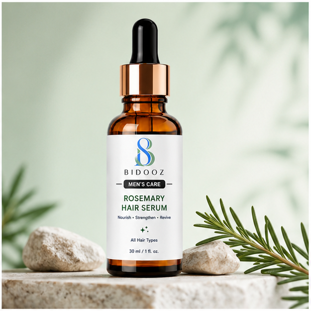 BIDOOZ Men’s Care Rosemary Hair Serum for Men, Lightweight Scalp & Hair Nourishing Serum, Helps Improve Hair Strength, Smoothness & Healthy Looking Hair, 30ml