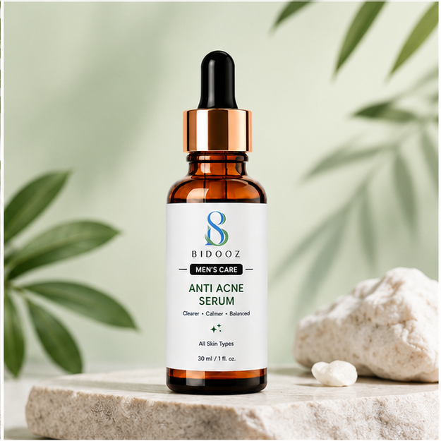 BIDOOZ Men’s Care Anti Acne Face Serum for Men, Lightweight Facial Serum for Clearer Looking Skin, Helps Improve Skin Clarity, Refine Texture & Balance Appearance, 30ml
