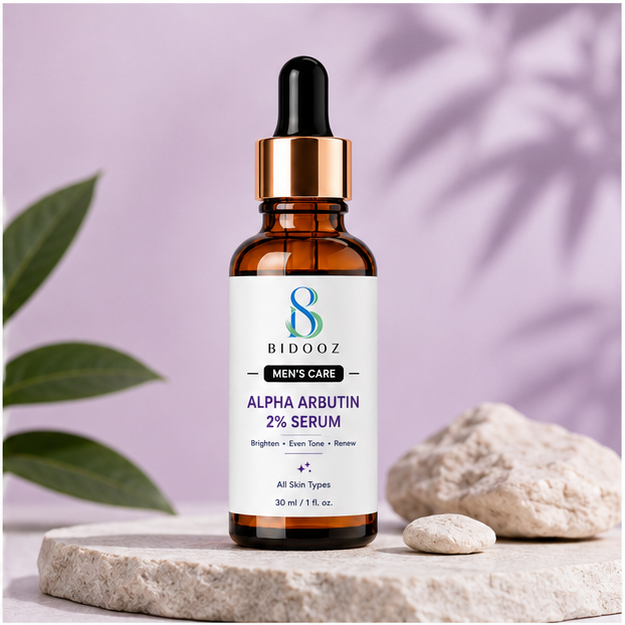 BIDOOZ Men’s Care Alpha Arbutin 2% Face Serum for Men, Brightening Facial Serum, Helps Improve Uneven Skin Tone & Skin Radiance, Lightweight Daily Skincare Serum, 30ml