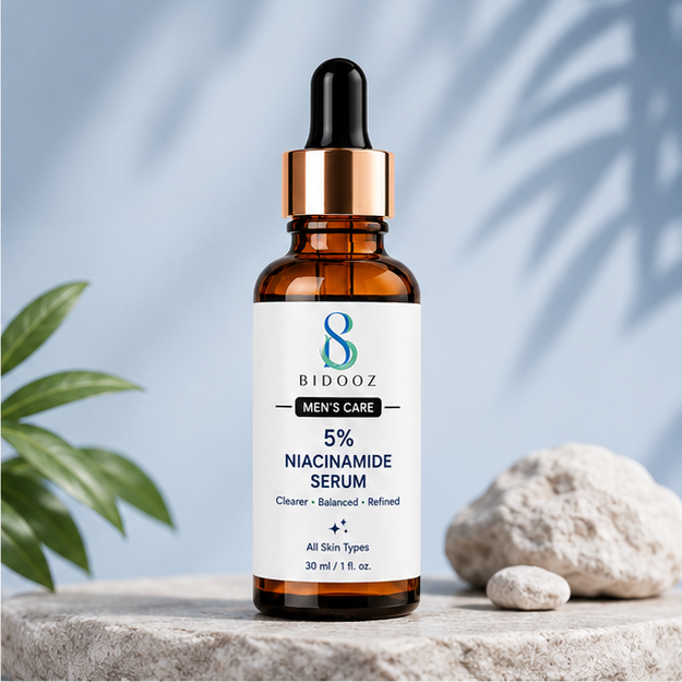 BIDOOZ Men’s Care 5% Niacinamide Face Serum for Men, Lightweight Facial Serum, Helps Improve Skin Clarity, Refine Pore Appearance & Balance Excess Oil, 30ml