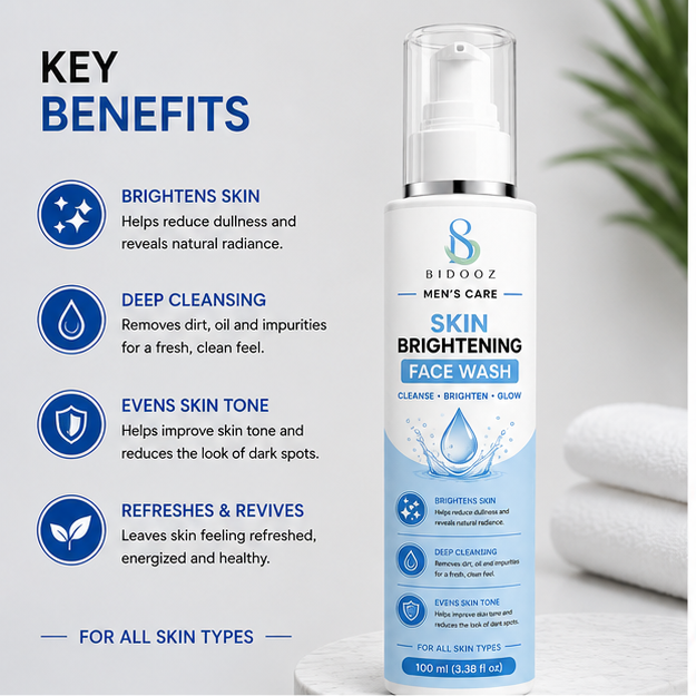 BIDOOZ Skin Brightening Face Wash for Men | Deep Cleansing Formula | 100ml