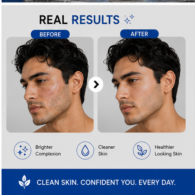 BIDOOZ Skin Brightening Face Wash for Men with Soft Silicone Brush | 150ml
