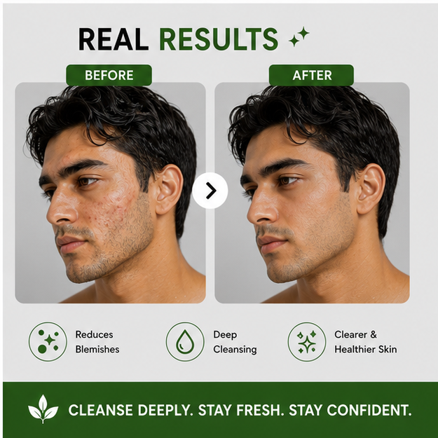 BIDOOZ Men’s Care Green Tea Face Wash for Men, Deep Cleansing Facial Cleanser, Helps Remove Dirt, Excess Oil & Impurities, Refreshing Hydrating Face Wash for All Skin Types, 150ml