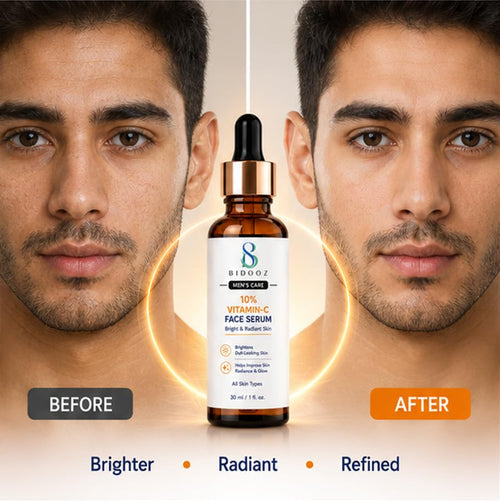 BIDOOZ 10% Vitamin C Face Serum for Bright & Radiant Looking Skin, Lightweight Daily Facial Serum for Men, Helps Improve Glow & Dull-Looking Skin, 30ml