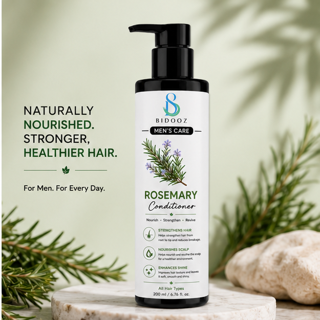 BIDOOZ Men’s Care Rosemary Conditioner for Men, Nourishing Hair Conditioner, Helps Improve Hair Smoothness, Shine & Manageability, Lightweight Daily Hair Care for All Hair Types, 200ml