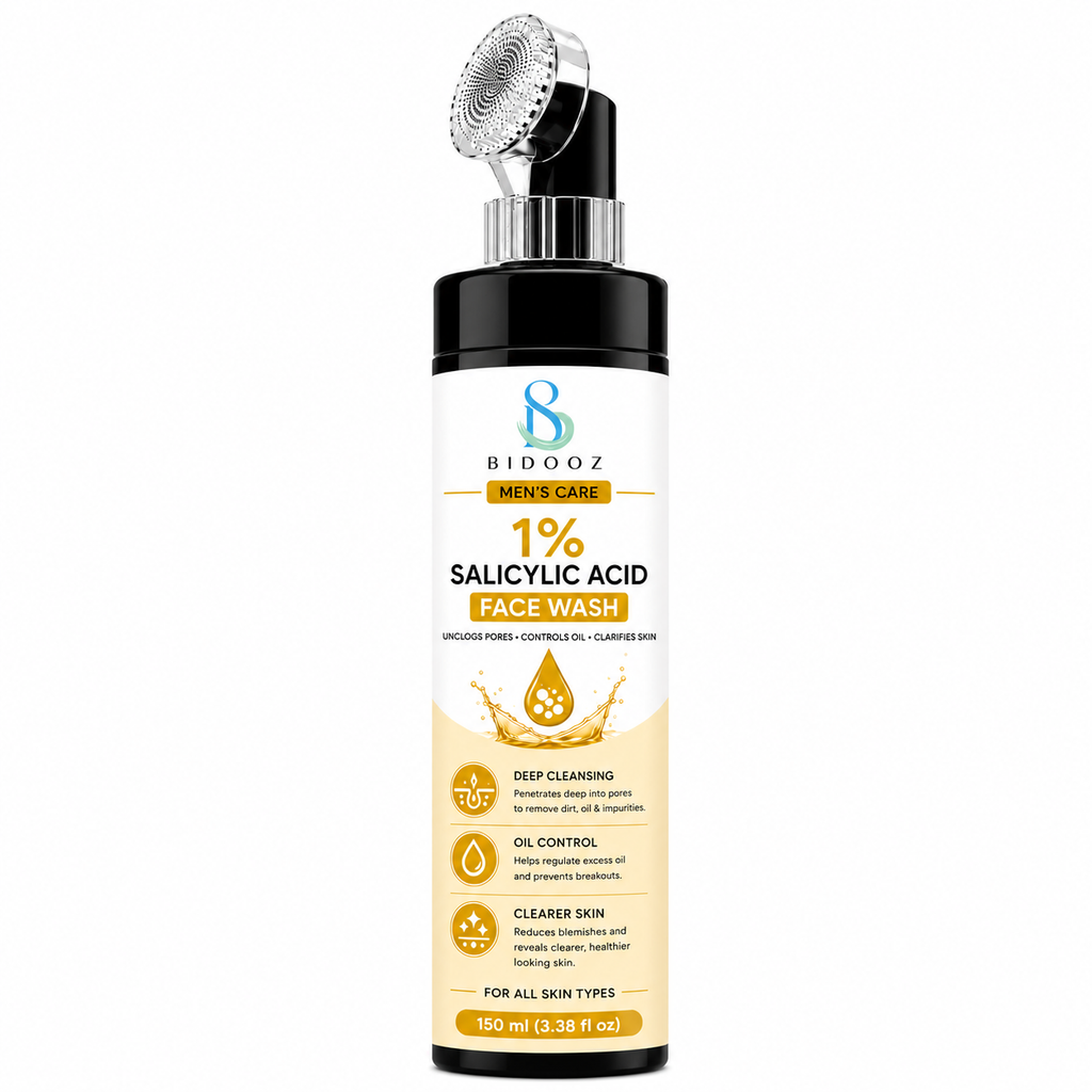 BIDOOZ Men’s Care 1% Salicylic Acid Face Wash for Men, Deep Cleansing Facial Cleanser, Helps Remove Excess Oil, Refine Pore Appearance & Improve Skin Clarity, 150ml