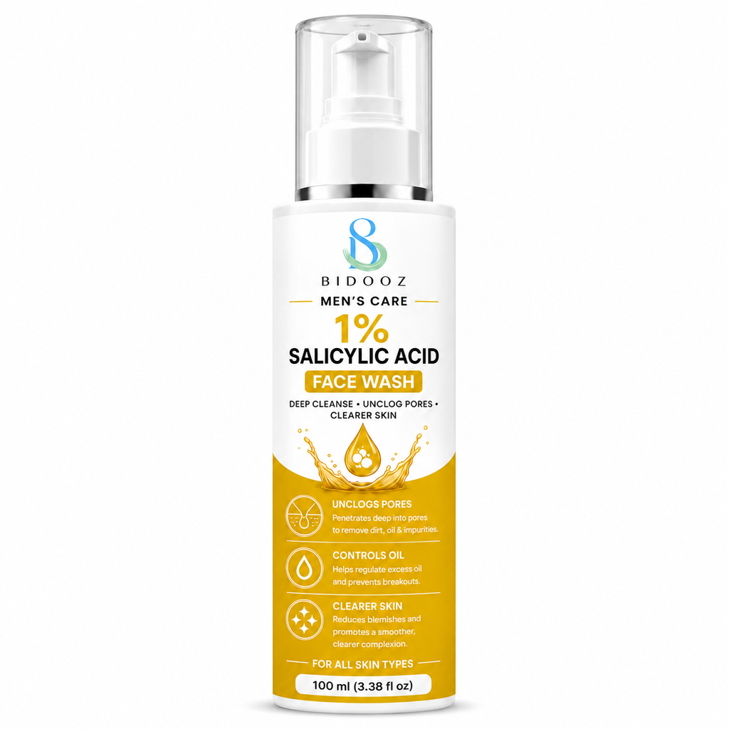 BIDOOZ Men’s Care 1% Salicylic Acid Face Wash for Men, Deep Cleansing Facial Cleanser, Helps Remove Excess Oil, Refine Pore Appearance & Improve Skin Clarity, 100ml